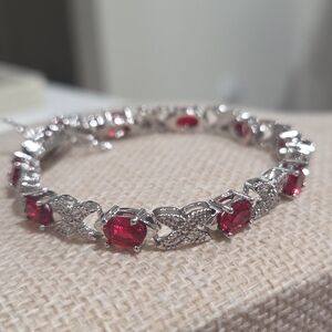 Elegant Red Ruby Gemstone Bracelet